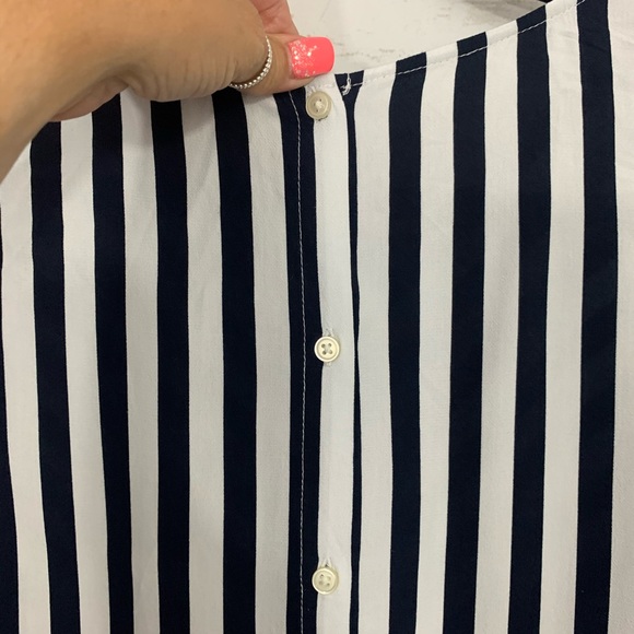 LOFT Black White Striped Tie Hem Button Ba… - Picture 6 of 8